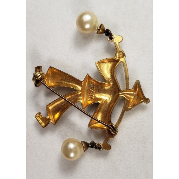 Vintage Damascene Asian Theme Brooch/Pin - Picture 9 of 9